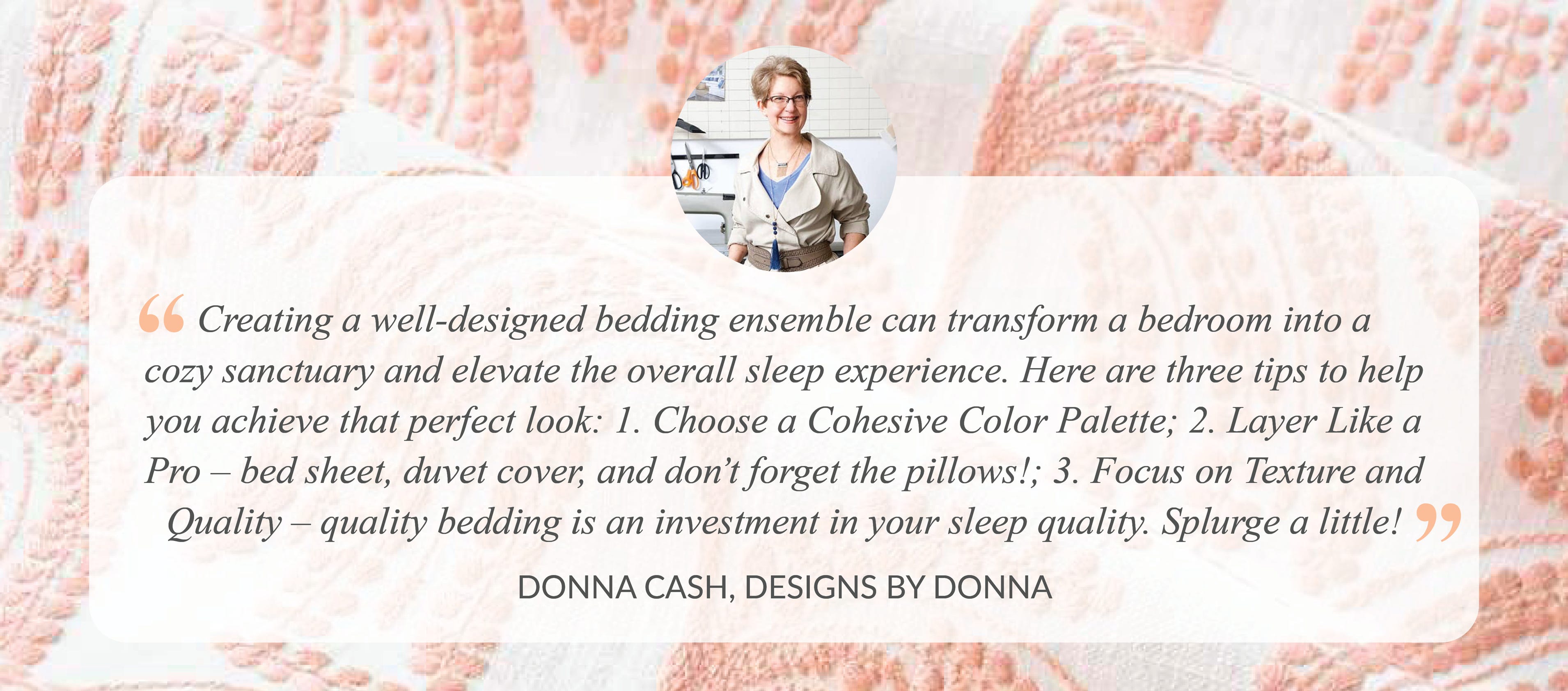 Quote from fabricator Donna Cash about the project.