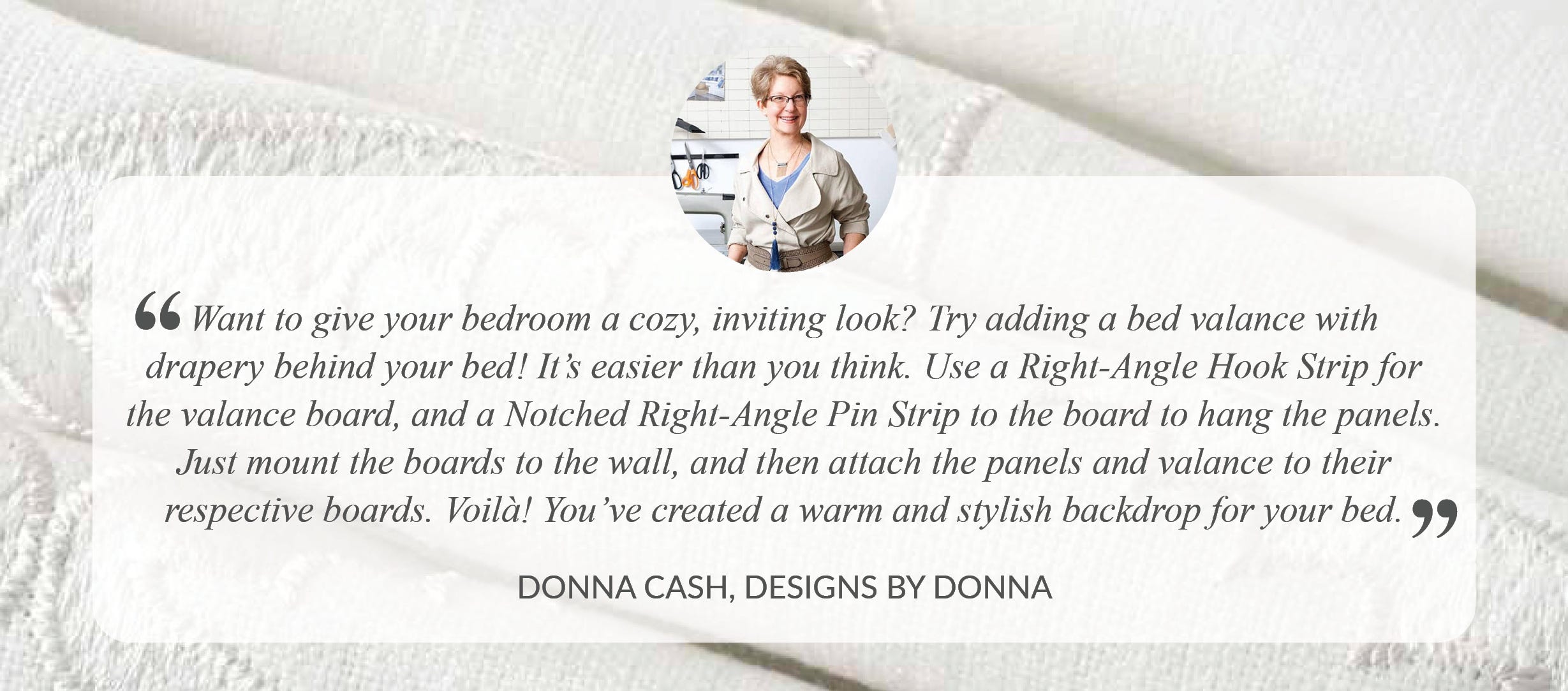 Quote from fabricator Donna Cash about the project.
